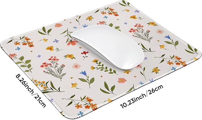 Premium Mouse Pad with Stitched Edges – 10.2 x 8.3 in | Smooth, Washable Mat with Non-Slip Base | Personalized Cute MousePads for Laptop, Computer, Office, Home (Colorful Floral)