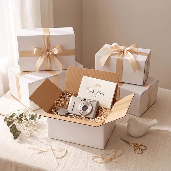 RLAVBL 30 Pack Shipping Boxes Assorted Sizes 8x6x4 & 9x6x4 & 10x7x5, White Corrugated Cardboard Mailers for Packing, Mailing, Business