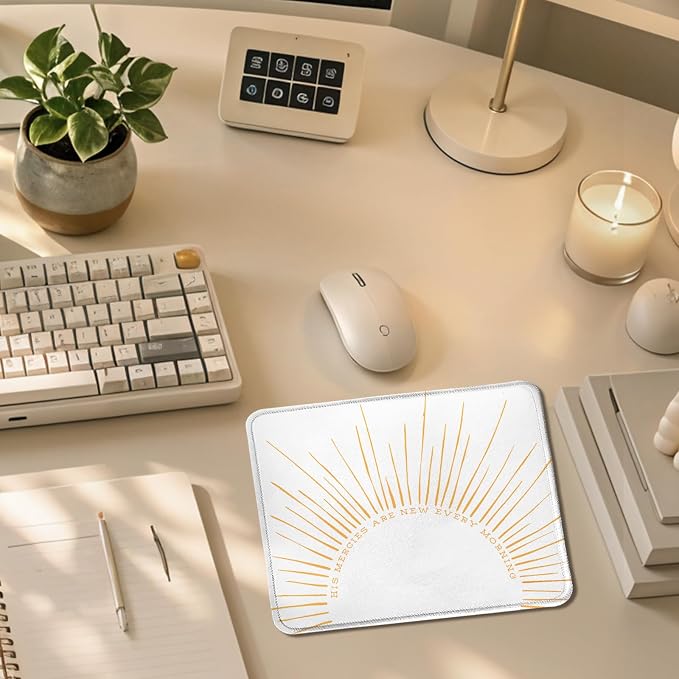 Modern Boho Sun Christian Mouse Pad 9.5x7.9in, Christian Desk Decor | His Mercies Are New Every Morning Bible Verse Religious Mousepad Mouse Mat for Home Office Dorm Computer Laptop Accessories