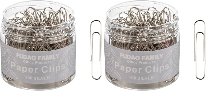 Jumbo Paper Clips, 2 Inch Paper Clip, 100 pcs Large Paperclips (Jumbo, Silver) (Pack of 2)