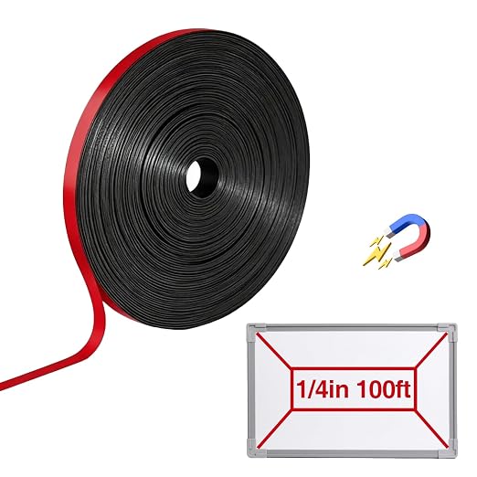 CHUNNIAO 1/4" x 100' Red Magnetic Tape for Whiteboard in Classsroom&Office,Fine Line Gridding Tape,Teacher Supplies