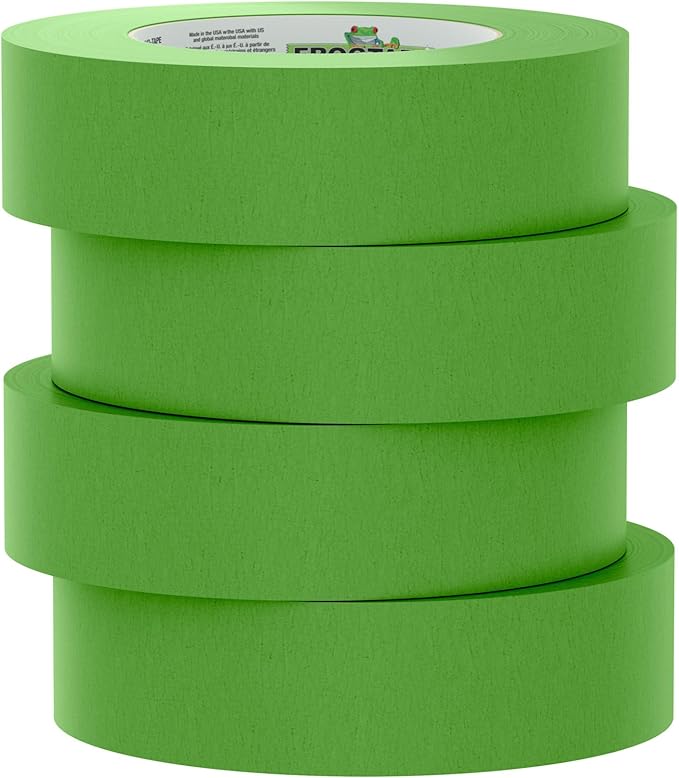 FrogTape Multi-Surface Painters Tape with PAINTBLOCK, 1.5 Inch Wide (1.41 In. x 60 Yds), Medium Adhesion, Green, 4 Rolls (240660)