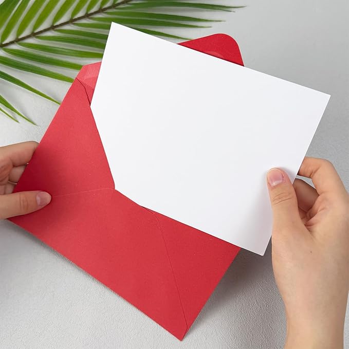 50 PCS Red Colorful A7 Envelopes with Stickers, 5x7 Envelopes for Greeting Cards, Great for Invitations, Wedding Invitation, Birthday, Baby Shower, Graduation