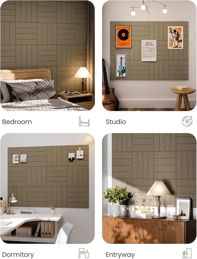 Fluxynara 48" x 36" Large Felt Bulletin Board, Earth Brown | 12 Pack Cork Board Alternative with 60 Safe Adhesive Tabs, Pin Boards for Wall Decor, Home, Office, Classroom,Dorm