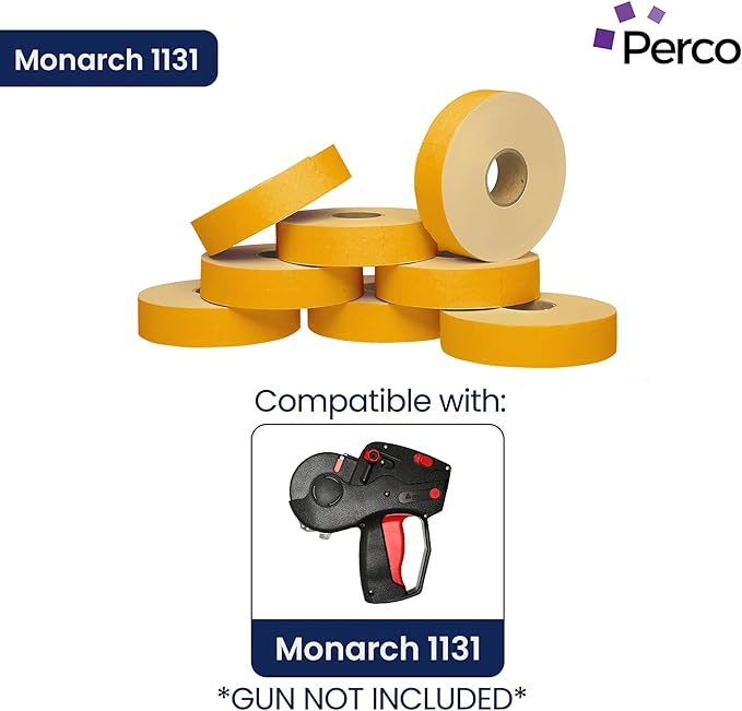 Perco Fluorescent Orange Pricing Labels for Monarch 1131 Price Gun – 3 Sleeves, 24 Rolls Value Pack - 60,000 Price Marking Labels – with Ink Rolls Included