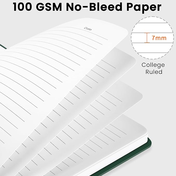 Lined Spiral Journal Notebook, A5 College Ruled Notebook for Journaling, Note-Taking, and Daily Planning, Durable Hardcover with an Elegant Design，Dark Green