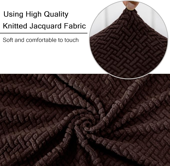 MIFXIN Computer Office Chair Cover Stretch Elastic Slipcover 2 Piece Stretchy Jacquard Washable Computer Chair Covers Furniture Protector for Office Home, NO Chair, Only Covers (Coffee)