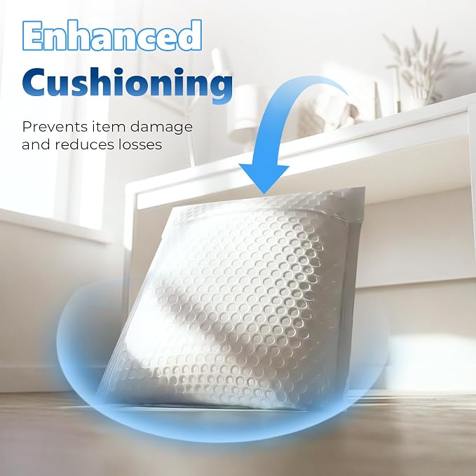 Metronic Bubble Mailers True 10.5x15" Usable Size Padded Envelopes 500 Pack | 50% Thicker 1/7" Bubble 10.5x16" Self Seal Water-resistant bubble envelopes for Books,Clothes,T-shirt Small Business,#5,White