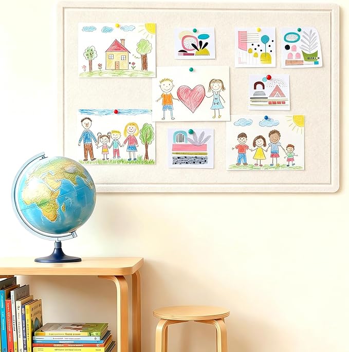 Cork Board Alternative, Decorative Foldable Felt Bulletin Board 24 * 16 Inches, Alternative Photo Board Self-Adhesive Vision Board, Decorative Pin Board (Rectangle Light Camel)