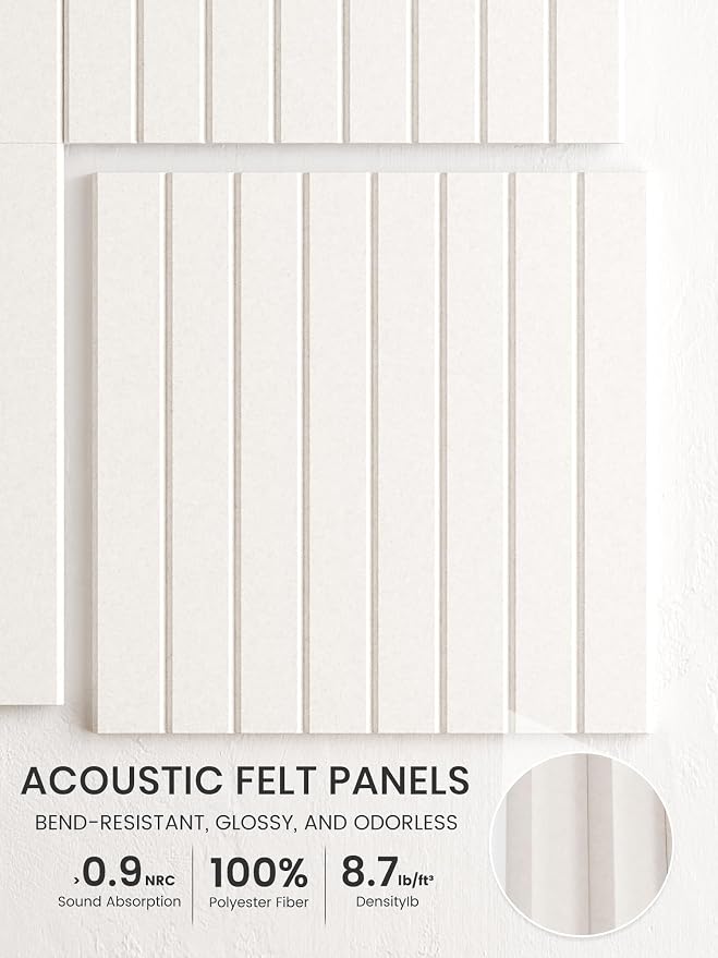 Bumusty 36"x 24" Large Felt Bulletin Board Tiles,Milky White | 6-Pack Cork Board Alternative, Wall Decor, 30 Pushpins, 30 Adhesive Tabs, Vision Board, Office, Classroom, Home, Dorm
