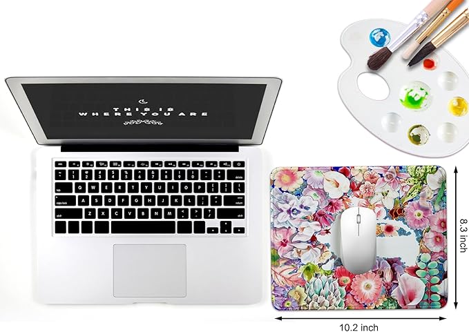 JIKIOU Mouse Pad with Non-Slip Rubber Base, Premium-Textured & Washable Computer Mousepad with Stitched Edges, Mouse Pads for Computers, Laptop, Gaming, Office & Home, 10.2 x 8.3 in Blank White