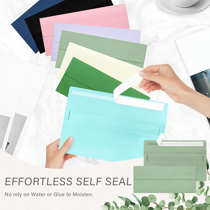 100 Pack #10 Sage Green Envelopes Letter Size Self Seal Business Envelopes | Security Mailing Envelopes, 4 1/8 x 9 1/2 Inches