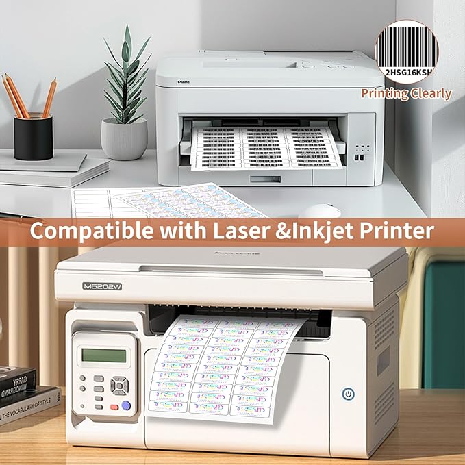 1" x 2 5/8" (25 Sheets) Address Labels, Labels Sticker Paper for Laser/Ink Jet Printer, Printable and Writable White Sticker Labels- Matte, 30 per Page Labels (Total 750 Labels)