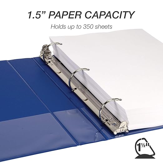 Samsill Durable 1.5 inch 3 Ring Binder, D Ring Binder, 100% Recycled Chipboard, Blue