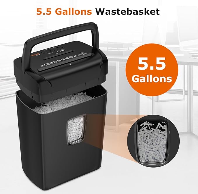 Bonsaii 14-Sheet Paper Shredder for Home Office Use, 10-Minute Cross Cut Shredder with 5.5 Gallons Bin, P-4 High Security Heavy Duty Office Shredder Shred CD/Credit Card