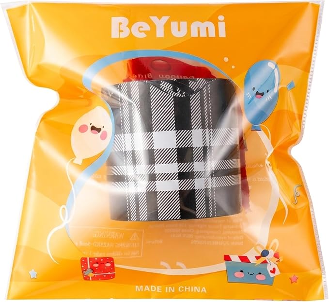 BeYumi Black Plaid Border Trim - 65ft Back to School Classic Black and White Plaid Scalloped Rolled Border Trim Checkered Bulletin Board Set School Classroom Office Chalkboard Wall Holiday Party Decor