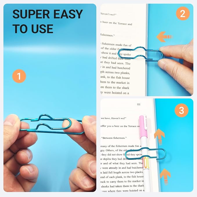Paper Clip Pen Holders for Notebook, Journal & Planner 15Pack | Durable Metal Pen Clip Oversized Paperclip with Pen Holder for Office, School & Home Organization