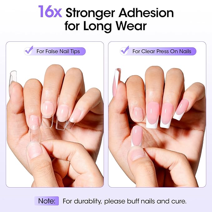 Gellen 15 Sheets Nail Adhesive Tabs, 360Pcs UV Nail Glue Stickers for Press On & False Tips, Curing Needed Double Sided Jelly Glue Stickers, Waterproof & Breathable Sticky Tabs, 12 Sizes