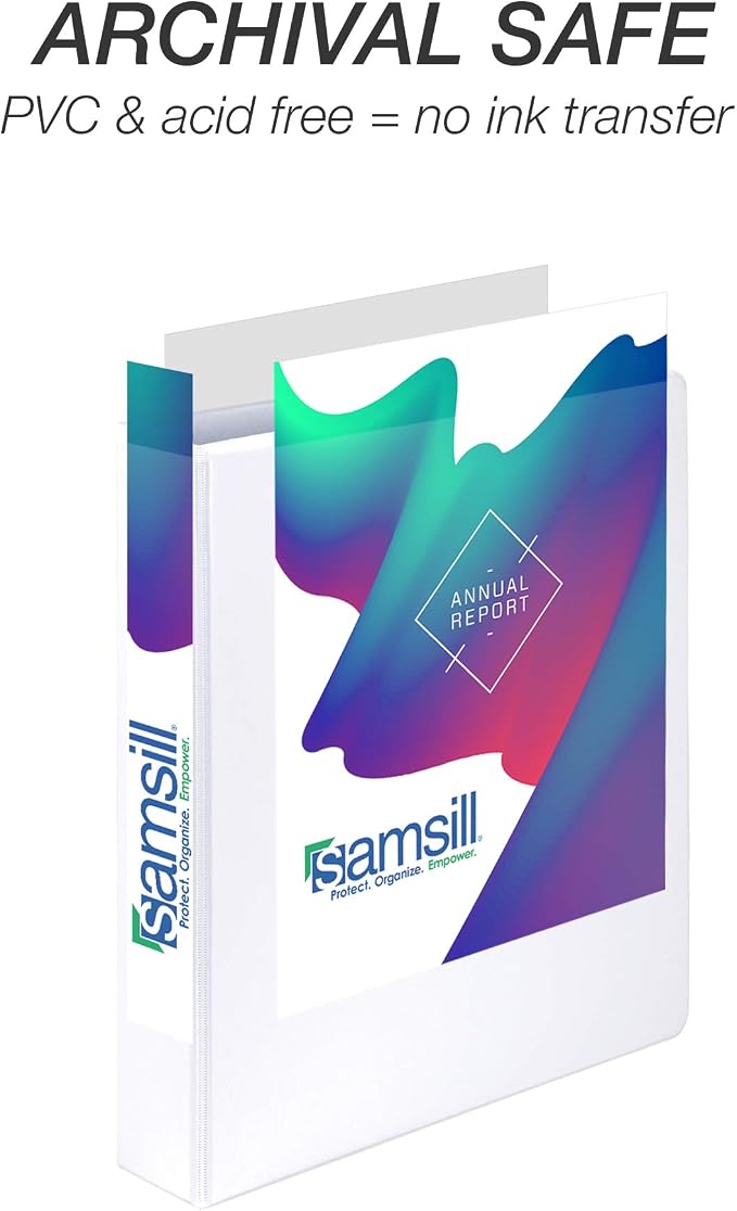 Samsill Durable 1.5 inch 3 Ring Binder, D Ring Binder, 100% Recycled Chipboard, White