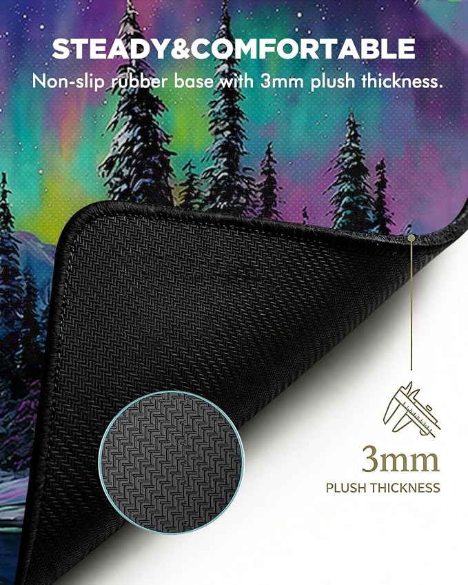 Mouse Pad, Desk Mat, 31.5x11.8in Large Mousepad, Aurora | Desk Pad with Stitched Edge & Rubber Non-Slip Bottom, Gaming Mouse Pad, Extended Mousepad for Home, Office