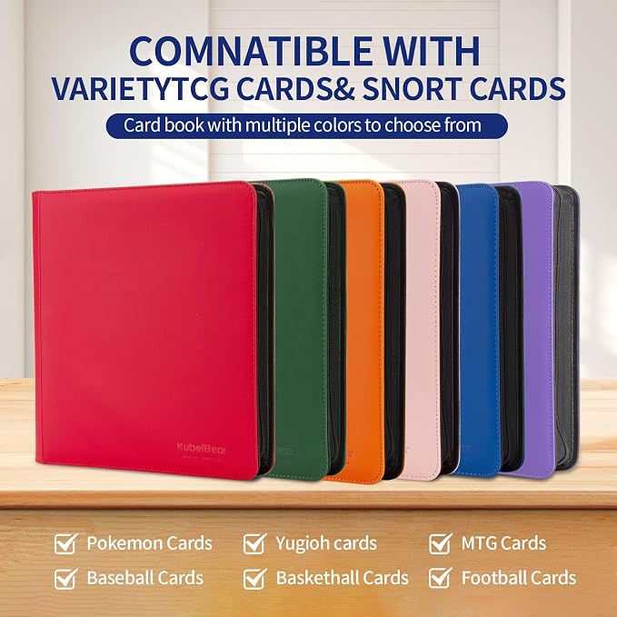 Card Binder – 1024 Capacity, Zippered Trading Card Holder for MTG, Sports & Collectible Cards – Acid-Free, Durable & Travel-Friendly Storage (Red dots, 16 Pocket)
