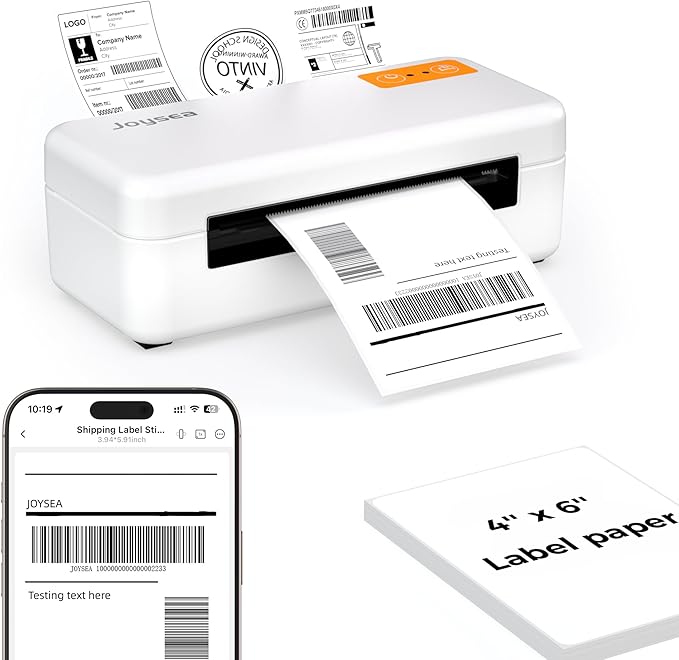 Joysea Bluetooth Shipping Label Printer, E41 Pro 4x6 Wireless Thermal Printer for Amazon, FedEx, USPS Labels, Compatible with iOS, Android, Windows Mac