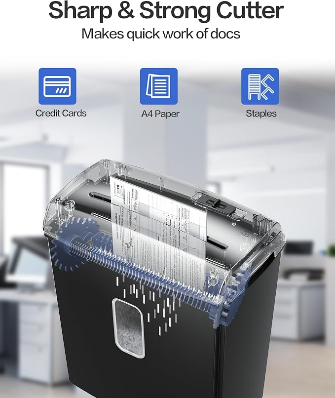 Locksworth 8-Sheet Micro-Cut Paper Shredder, P4 High Security, 4 Gallon Bin, 2-Minute Continuous Run, Home & Small Office Use