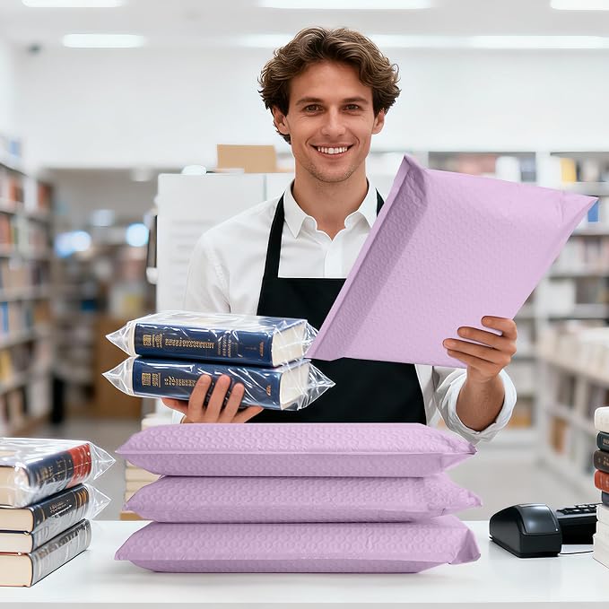 Fuxury Bubble Mailers 10x13 Inch Lavender 25 Pack, Opaque Padded Envelopes | for Clothing, Books, Makeup & Accessories, Self Seal Shipping Bags for Small Business