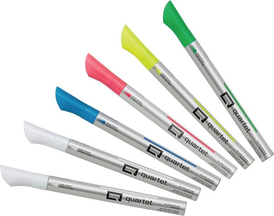 Quartet Dry Erase Markers, Glass Whiteboard Markers, Fine Tip, Assorted Neon Colors, 6 Pack (79558Q)