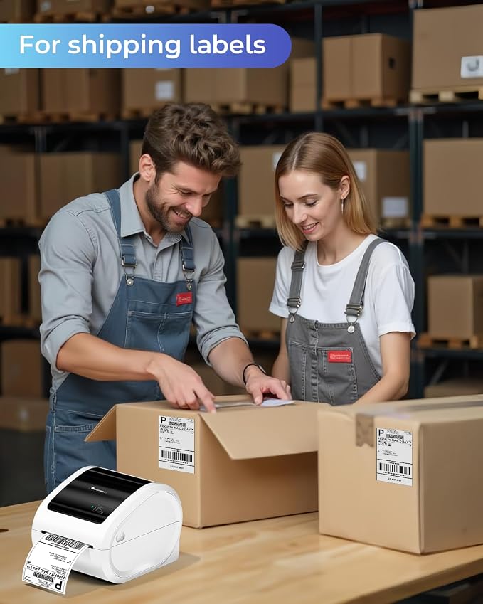 Phomemo Ethernet Thermal Label Printer, 300DPI with Built-in Paper Bin | D530Pro 4X6 Shipping Label Printer for Small Business, Home, Office, Compatible with Ethernet/Bluetooth/USB, Amazon, USPS