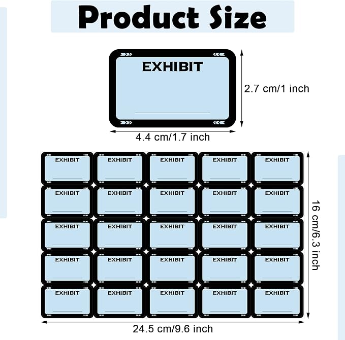 500 Pcs Exhibit Stickers Legal Exhibit Labels 1.65x1 Inches,Blue | Self adhesive Exhibit Stickers Blank File Folder Tabs for Courts Office Legal Document Folder, Blank Writeable Report Divider