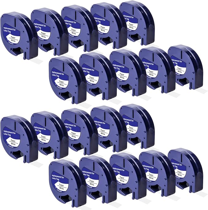 Hehua Compatible with Dymo 91330 12mm Label Maker Tape 20PK Refills 10697 | 1/2 inch; 12mm label;Dymo LT 91330; Black ink on White; For Label Manager LT-100H 100T 110T 200B QX50 XM 2000