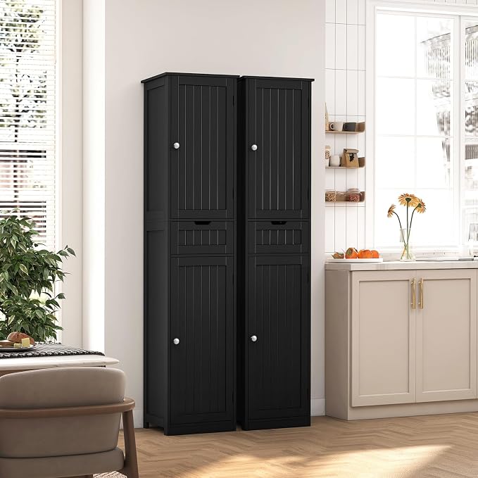Iwell 67" H Bathroom Storage Cabinet, Tall Bathroom Cabinet | Narrow Storage Cabinet with Doors and Drawer, Adjustable Shelves, Floor Cabinet for Bathroom, Living Room, Kitchen