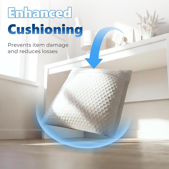 Metronic Bubble Mailers True 8.5x11" Usable Size Padded Envelopes 25 Pack | 50% Thicker 1/7" Bubble 8.5x12" Self Seal Water-resistant bubble envelopes for Books,DVD,Magazine& Small Business,#2,White