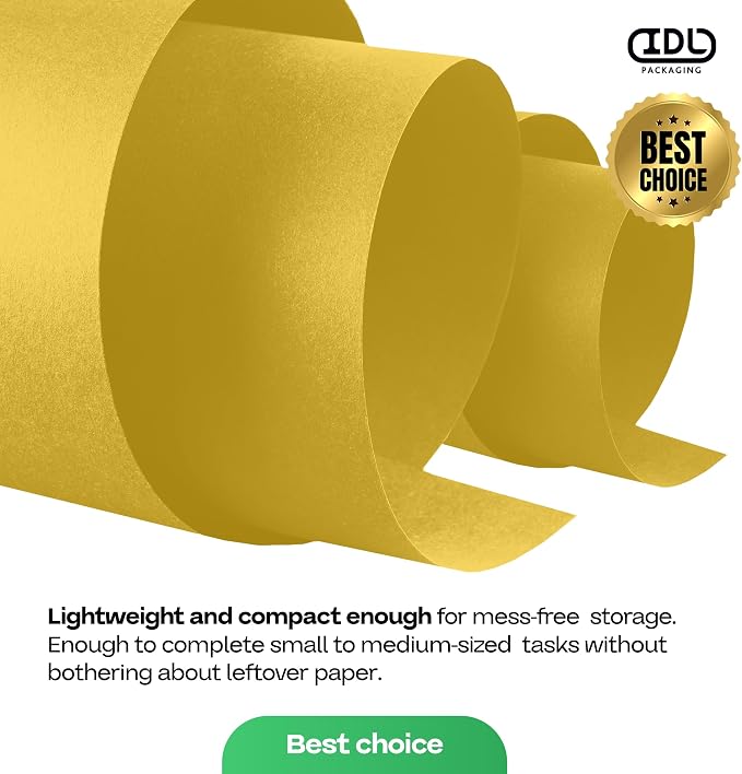 Yellow Kraft Paper Roll 18" x 1200" (100 feet) with Cutter - USA-Made Gift Wrapping Paper for Packing, Moving, Shipping & Crafts/Arts - 100% Recyclable Natural Craft Material by IDL Packaging | Gift Wrapping Paper for Packing, Moving, Shipping & Crafts...
