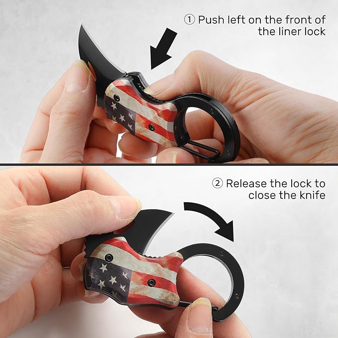 VIRENKNIFE Folding Pocket Utility Knife,Small Pocket Knife with 1.38''Sharp Blade, EDC Knife for Men Women,Mini Keychain Box Cutter for Everyday Carry,Great Gift for Men (USA Flag)