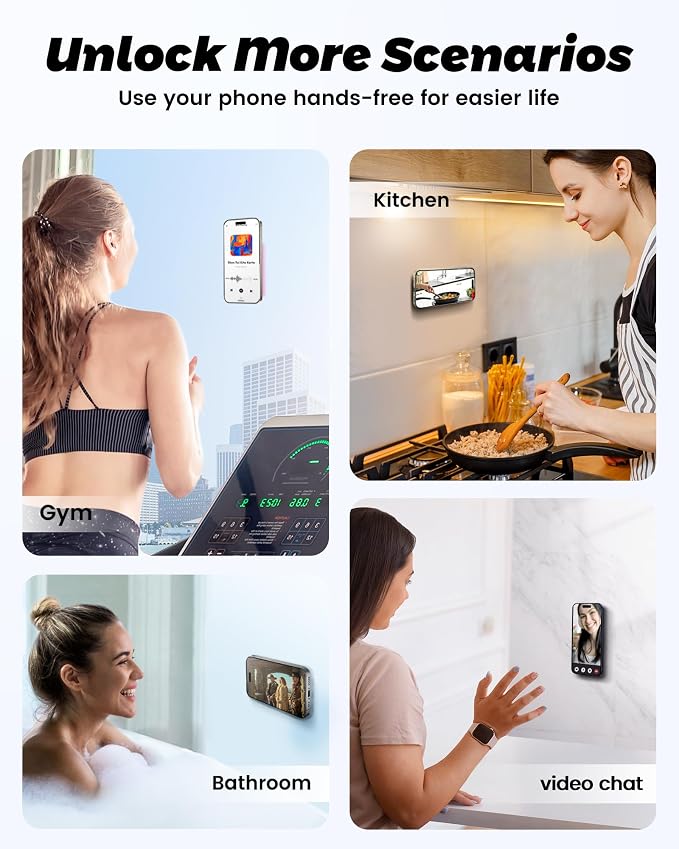 amBand Magnetic Sticky Phone Suction Grip for MagSafe, Removable for Wireless Charging, Durable Magnet Silicone Portable Mount Stand for iPhone 12 13 14 15 16 17, Hands-Free Video/Selfie, Orange