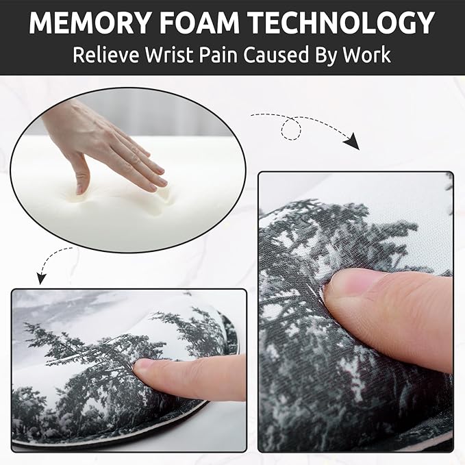 Ergonomic Mouse Pad with Wrist Rest, Small Mousepad with Non-Slip Rubber Base and Smooth Surface, Grey Mouse Pads for Desk, Office Desk Accessories