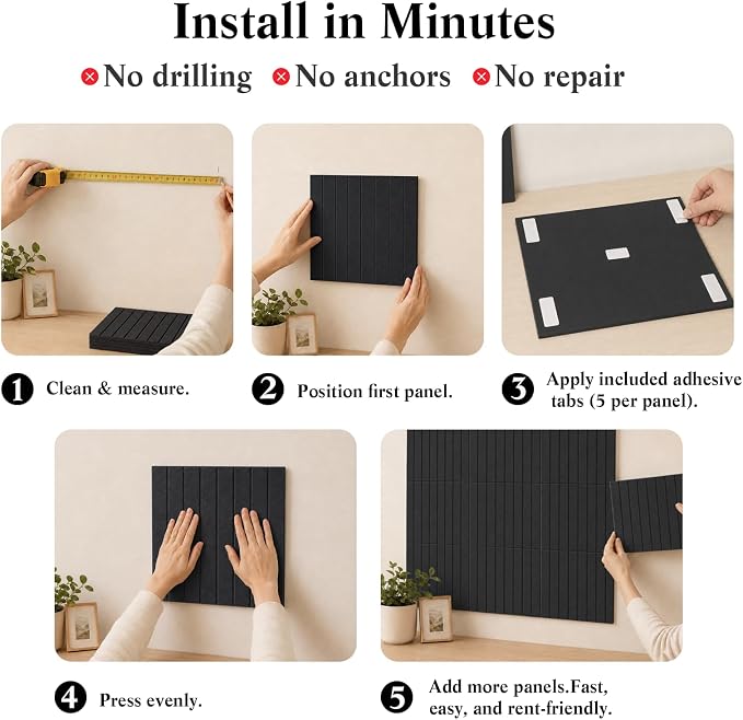 36" x24" Large Felt Bulletin Board, Bold-Stripe 6-Pack Cork Boards | Fabric Bulletin Board, with 30 Adhesive Tabs, 30 Pushpins, Felt Wall Tiles for Office Push Pin Board Felt Board, Black | Fabric Bulletin Board, with 30 Adhesive Tabs, 30 Pushpins, Fel...