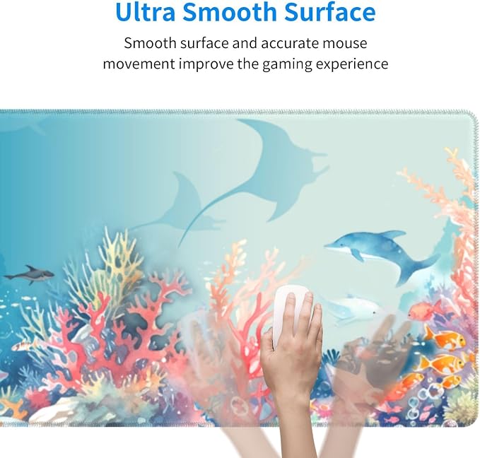 Underwater World Mouse Pad XL Large Mousepad Non Slip Rubber Base Desk Mat for Laptop Computer Gaming 31.5" X 12"
