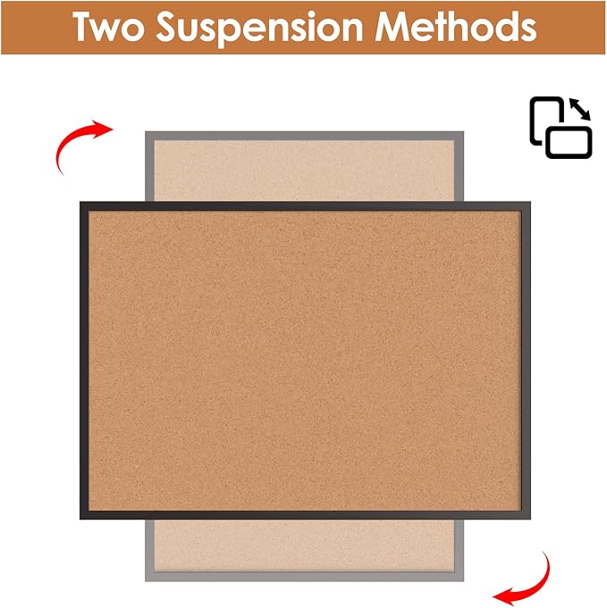 Cork Board Bulletin Board 48 x 36, Black Wood Framed Corkboard, Office Board for Wall, Large Notice Pin Board