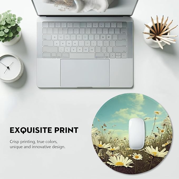 Serenity in Spring Daisies Mouse Pad - A Breath of Fresh Air for Your Desk, Stitched Edges Non-Slip Rubber Base Mouse Pads for Computers Laptop