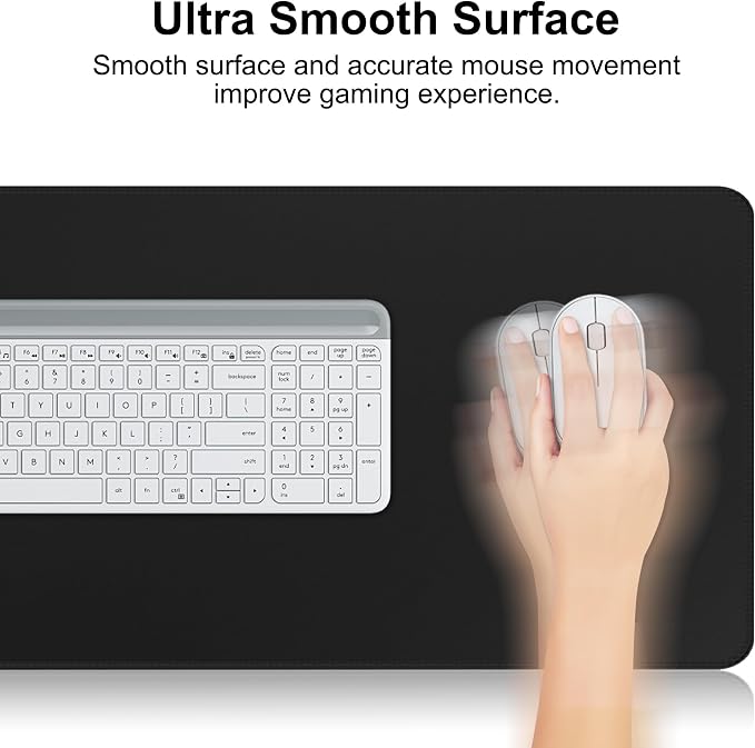 Large Gaming Mouse Pad Extended XXL Mouse Mat Long Desk Pad with Stitched Edges for Keyboard Home Office Gaming Work Big Desk Pad (35.4x15.7IN,90x40) (Black)