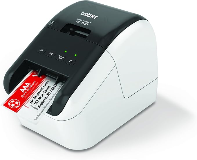 Brother QL-800 High-Speed Professional Printer,Plug&Label Feature, Genuine DK Pre-Sized Labels,Multi-System Compatible – Black&Red Printing Available (Required USB Cable Included),(Pack of 3)