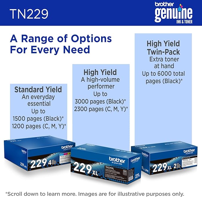 Brother Genuine TN229M Magenta Standard Yield Printer Toner Cartridge - Print up to 1,200 Pages(1)