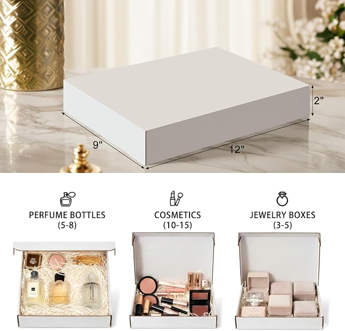 12x9x2 inches Shipping Boxes Set of 25, Corrugated Cardboard Boxes Literature Mailer Boxes Gift Boxes Small Boxes for Shipping Wrapping Mailing Packaging Small Business, White