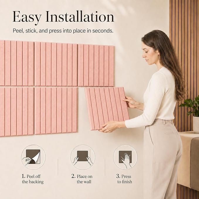 Stripe Felt Bulletin Board Tiles, Cork Board Alternative 24 x 36 in | 0.35 in modular felt wall tiles for notes, photos, schedules, reminders in offices, classrooms, home and office workspaces