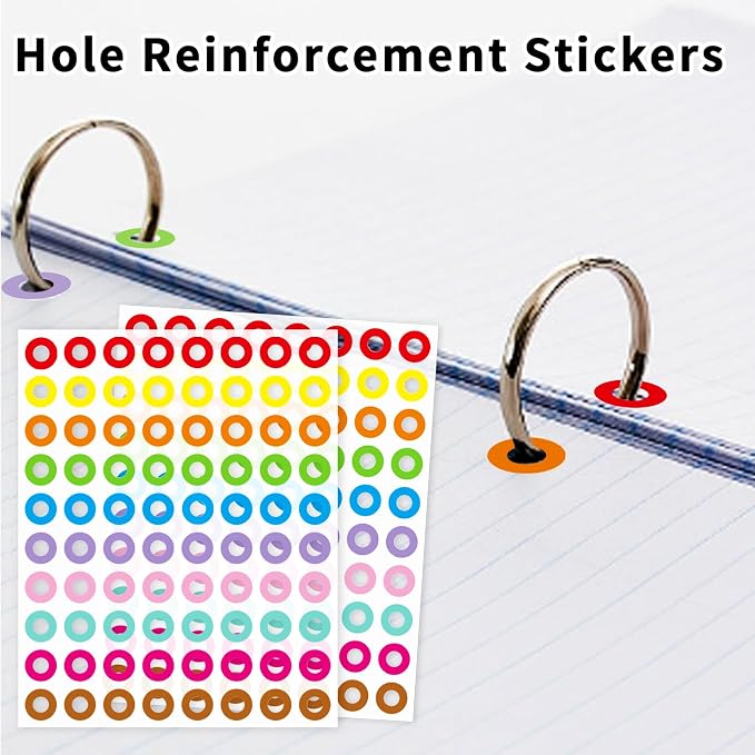Hole Reinforcement Stickers Labels,10 Colors,Pack of 1440
