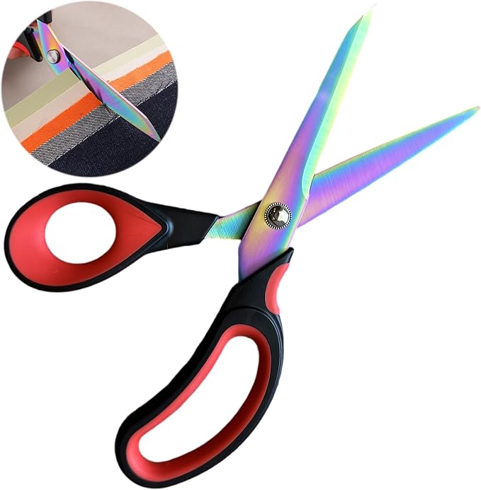 Fabric Scissors 9.5 Inch Sharp Heavy Duty Multi-Purpose Titanium Coated Stainless Steel Scissors with Comfortable Handles, Perfect for Arts and Crafts