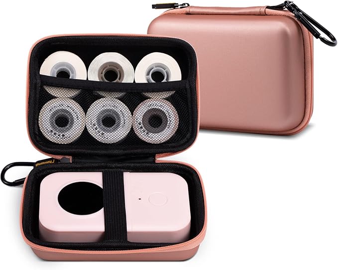 Phomemo Label Printer Case Hard Carry Case Compatible D30/Q30S/T02/M110 Label Printer, Label Maker Labeler Storage Holder,Pink